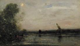Charles-Francois Daubigny Rivier bij avond Spain oil painting art